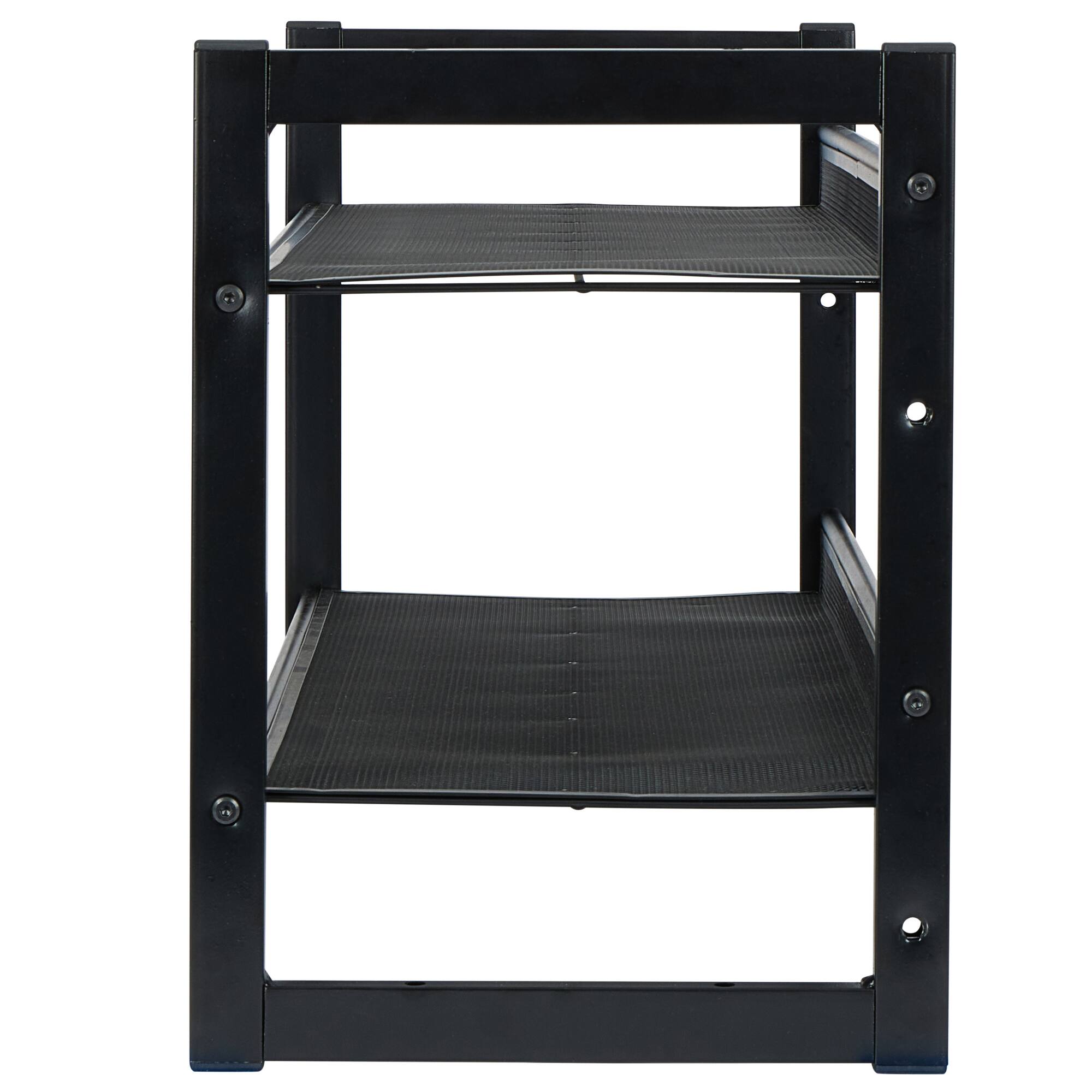 Organize It All 30" Black 2 Tier Adjustable Mesh Shoe Rack
